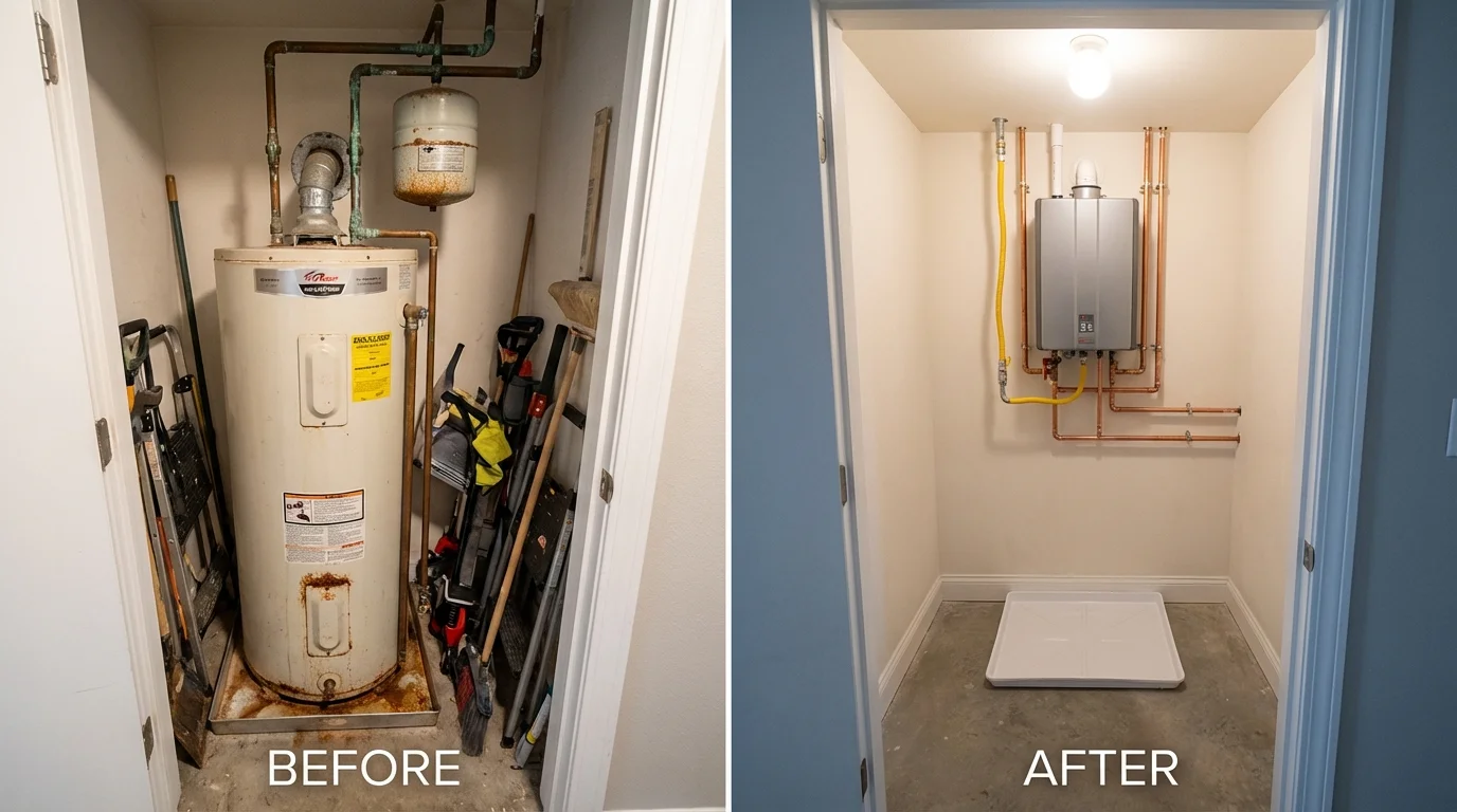Tank water heater versus wall-mounted tankless unit comparison for Butte, NE homeowners
